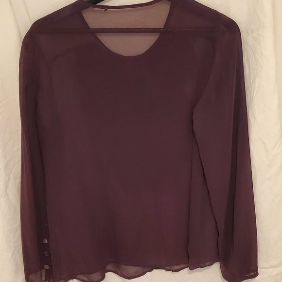 Purple Ruffle transparent long sleeved blouse - Picture 5 of 5